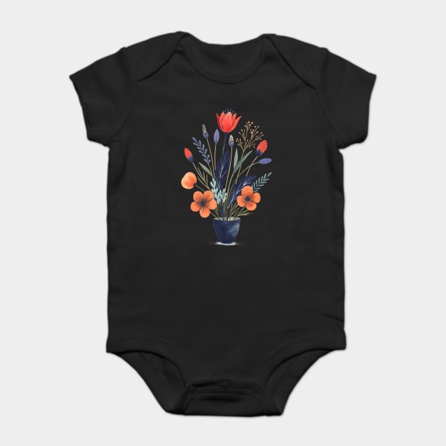 Minimalist Floral Art Baby Bodysuit by TurnEffect